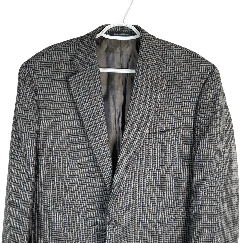 Lauren‎ Ralph Lauren Mens Wool HOUNDSTOOTH Sport Coat Blazer 42L Gray 2 Button